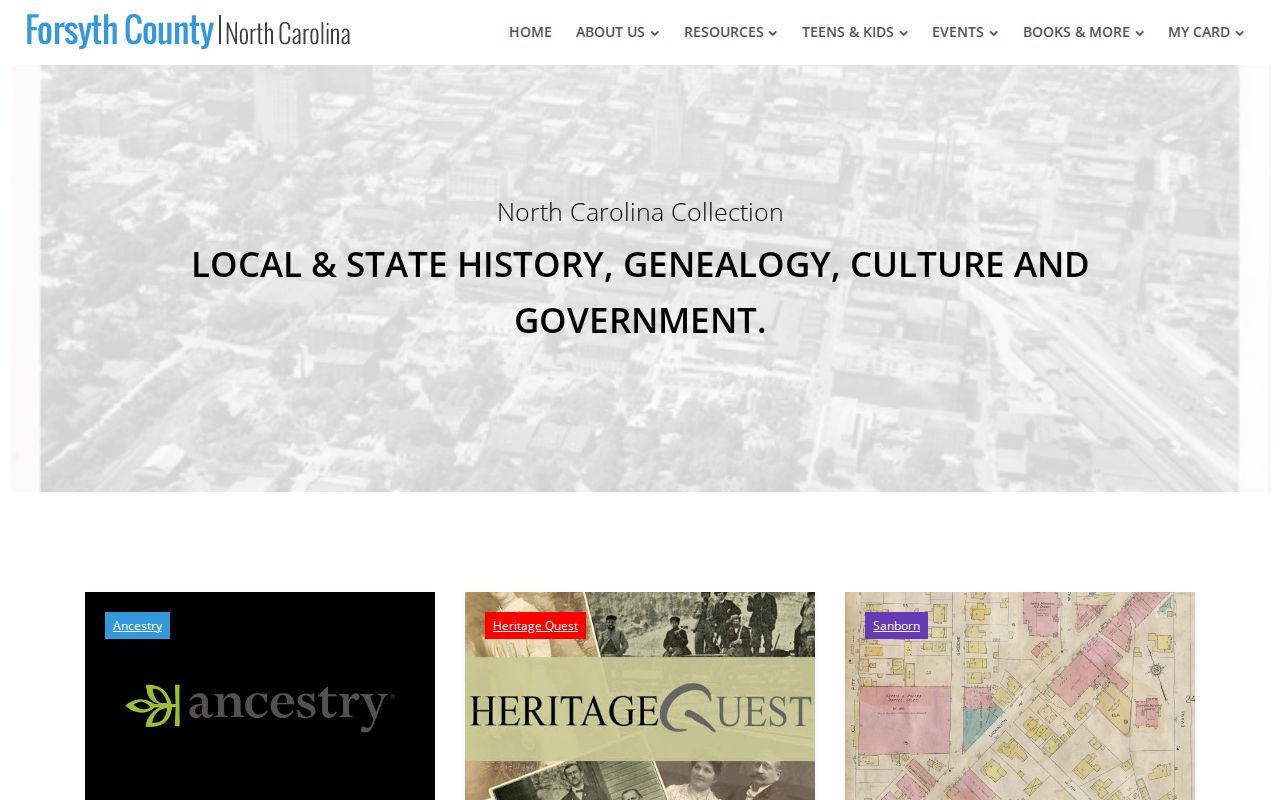 Forsyth County people search in library genealogy and local history records