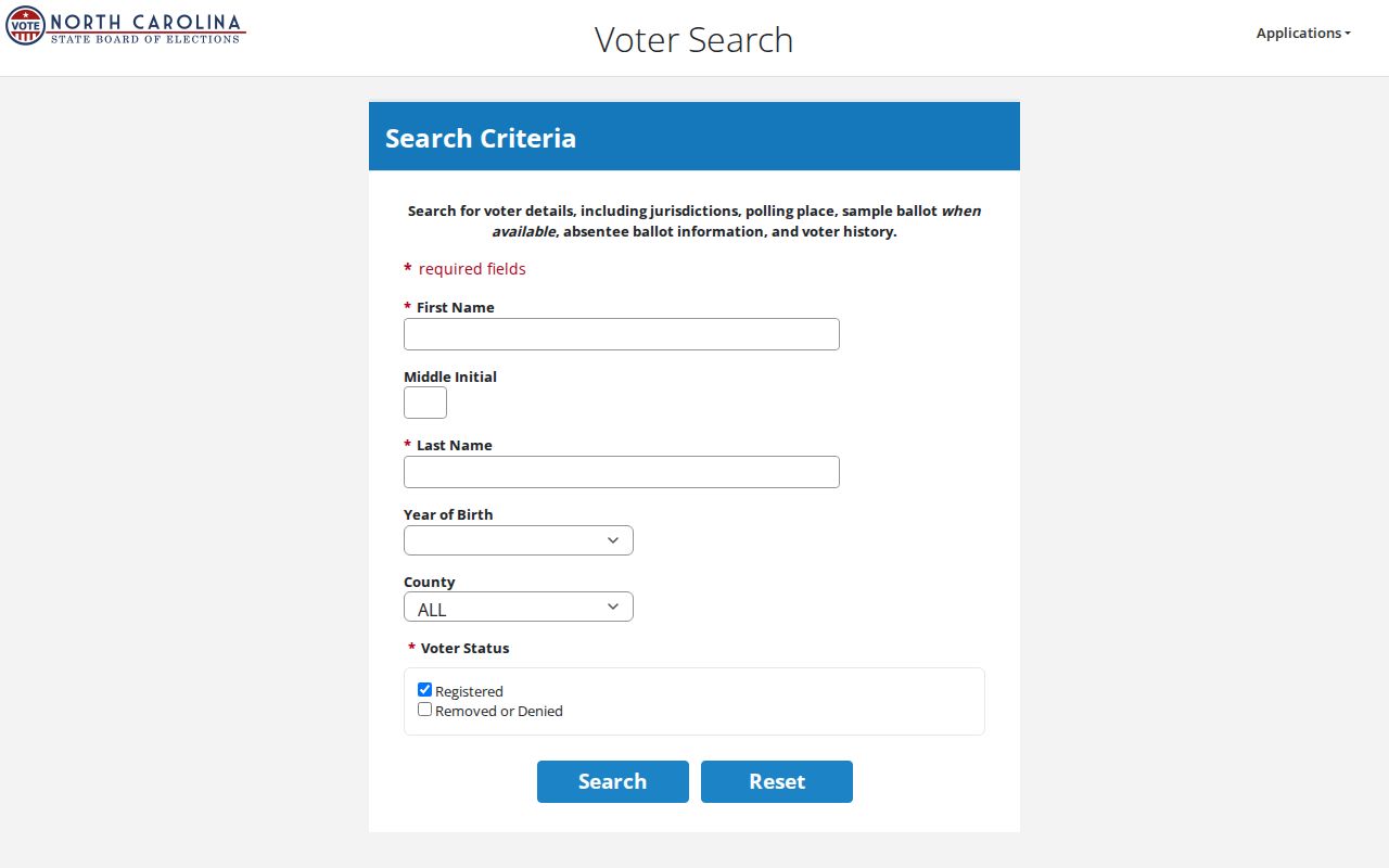 Forsyth County voter registration records search fields