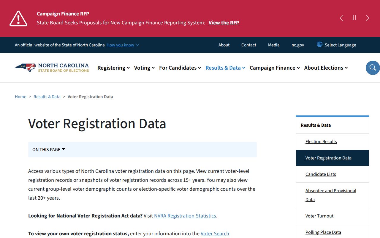Forsyth County voter registration data download options